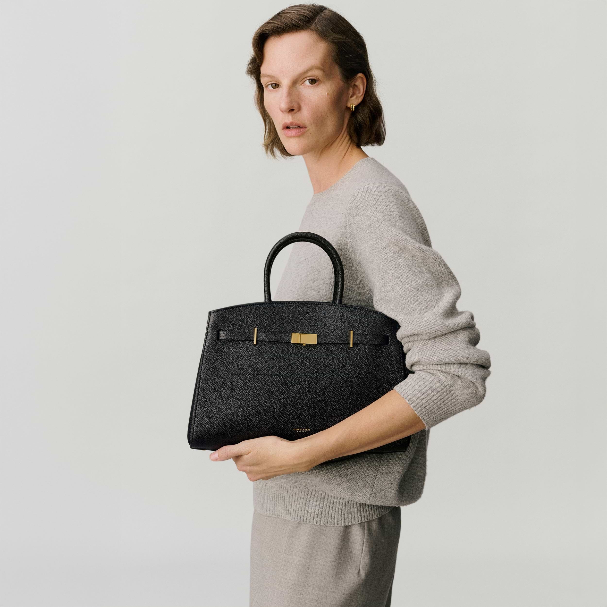 The Midi Hudson | Black Small Grain | DeMellier