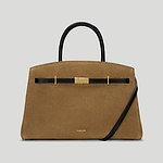 The Midi Hudson work bag top handle tobacco suede 1