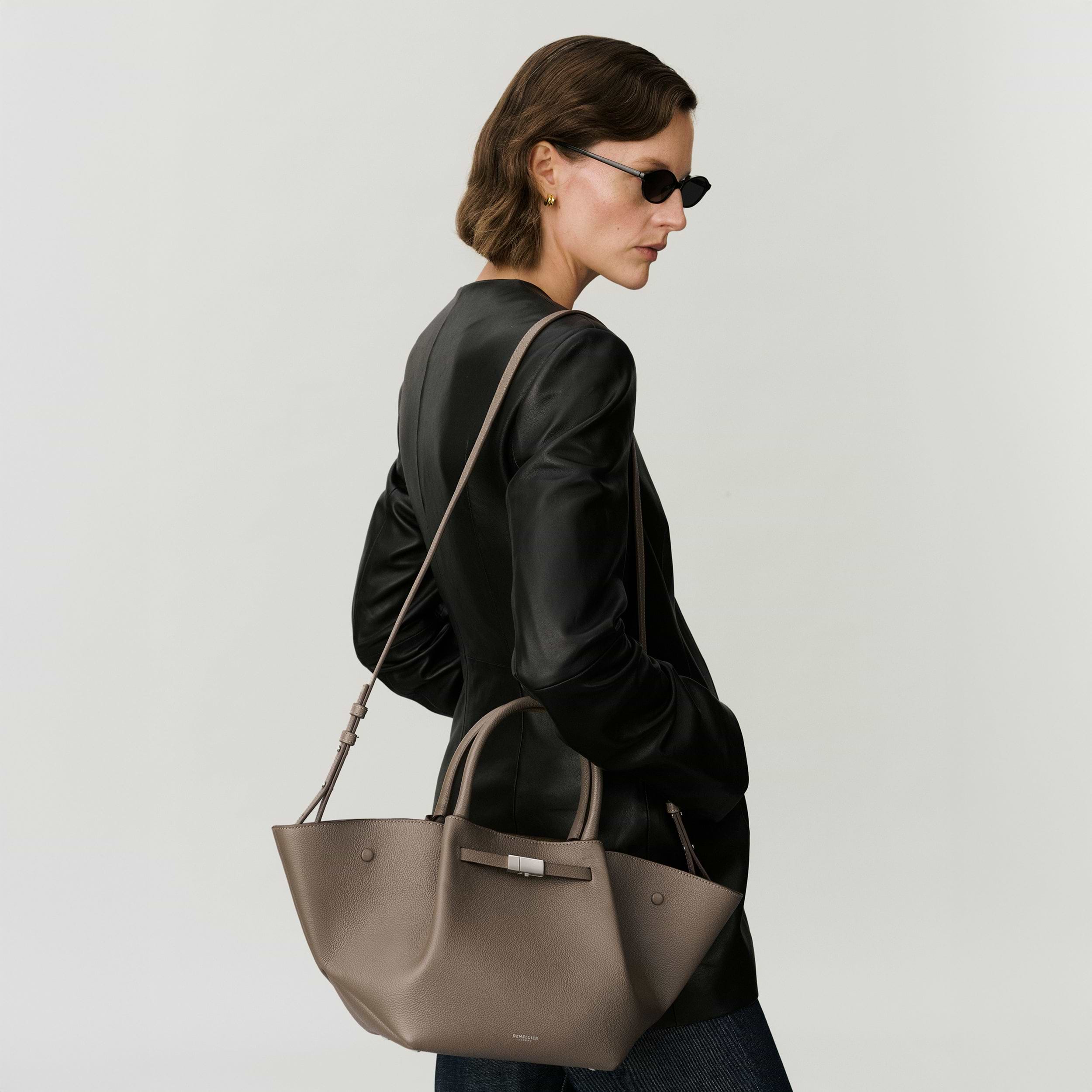 The Midi New York | Dark Taupe Small Grain | DeMellier