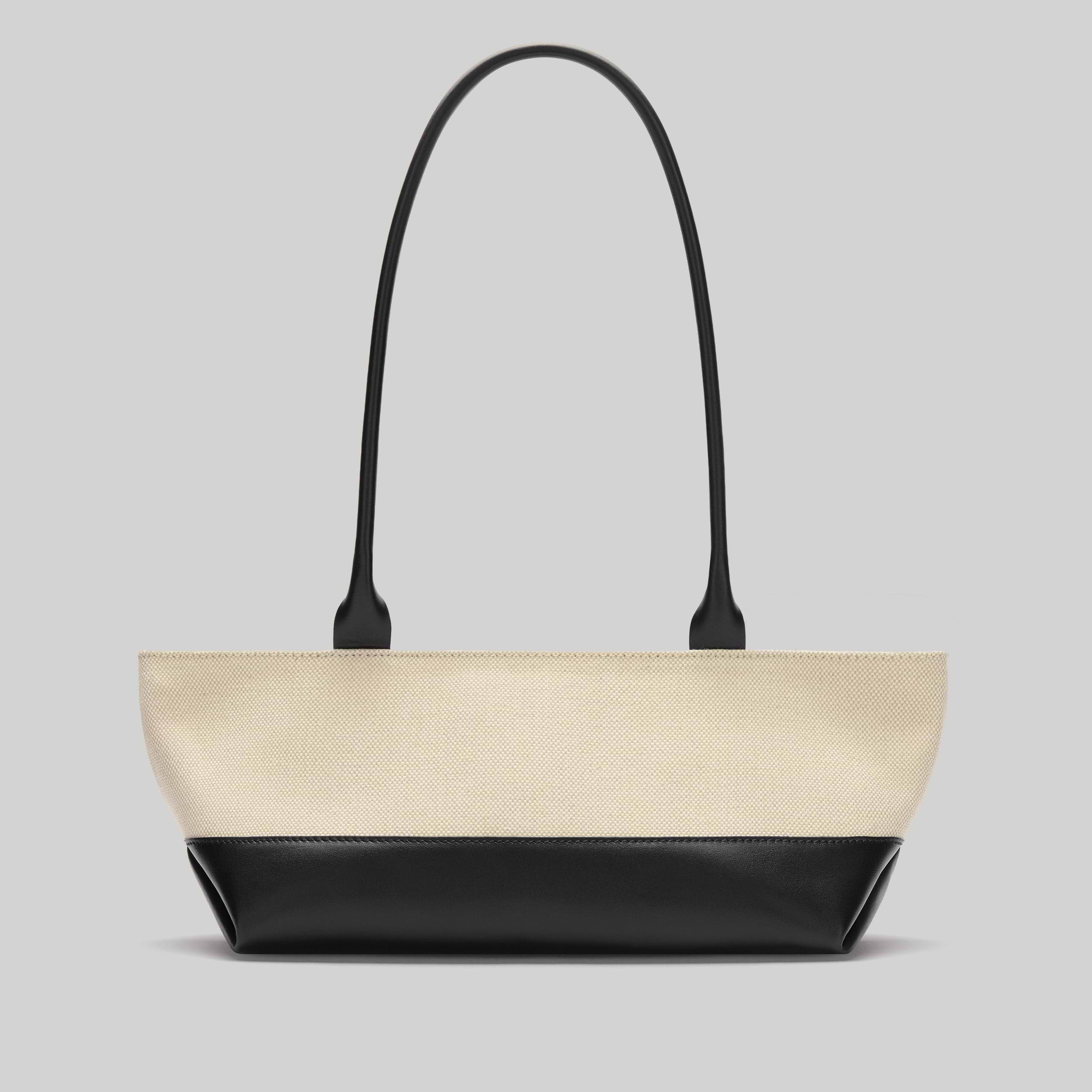 The New York Shoulder | Salt & Pepper Canvas Black Smooth | DeMellier