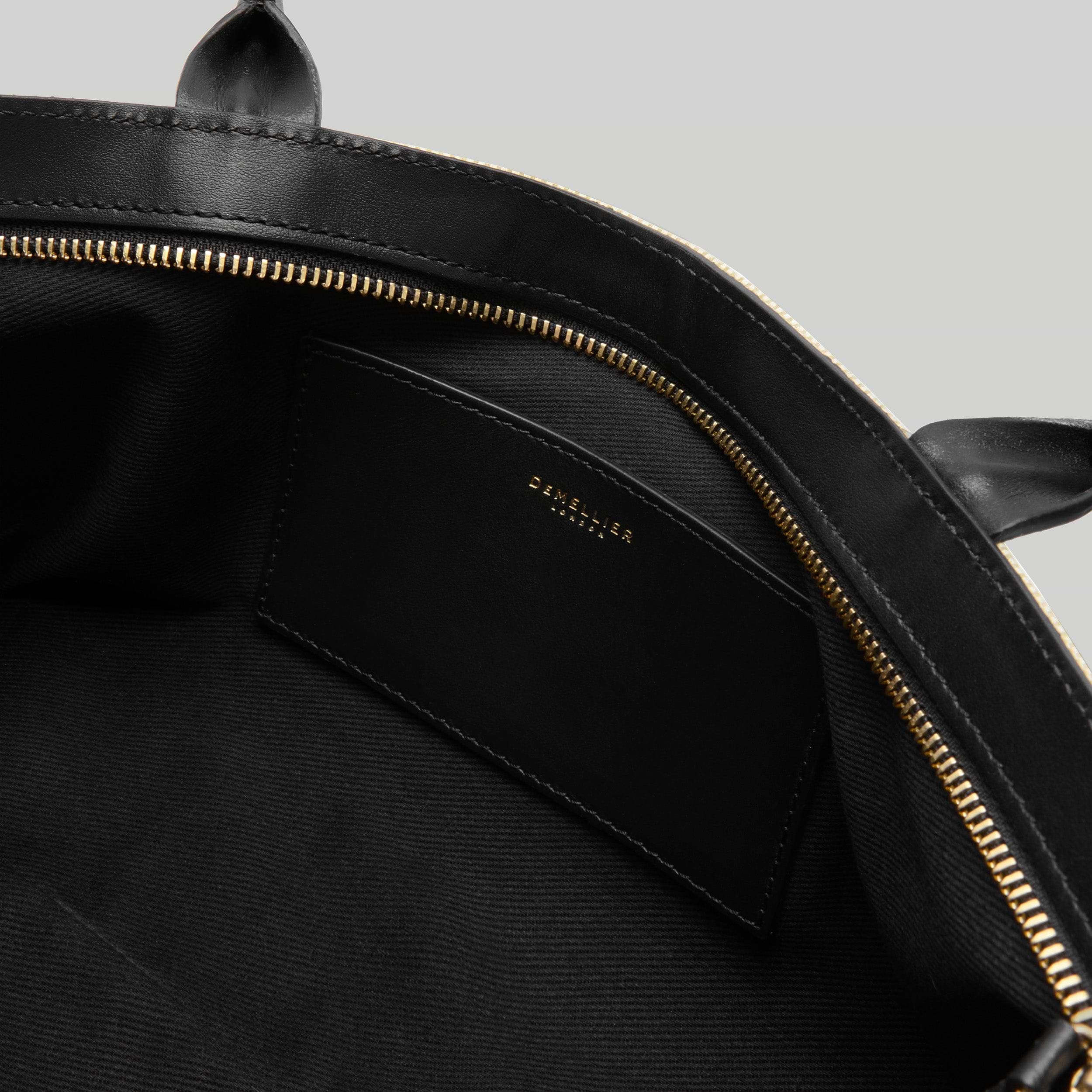The New York Shoulder | Salt & Pepper Canvas Black Smooth | DeMellier