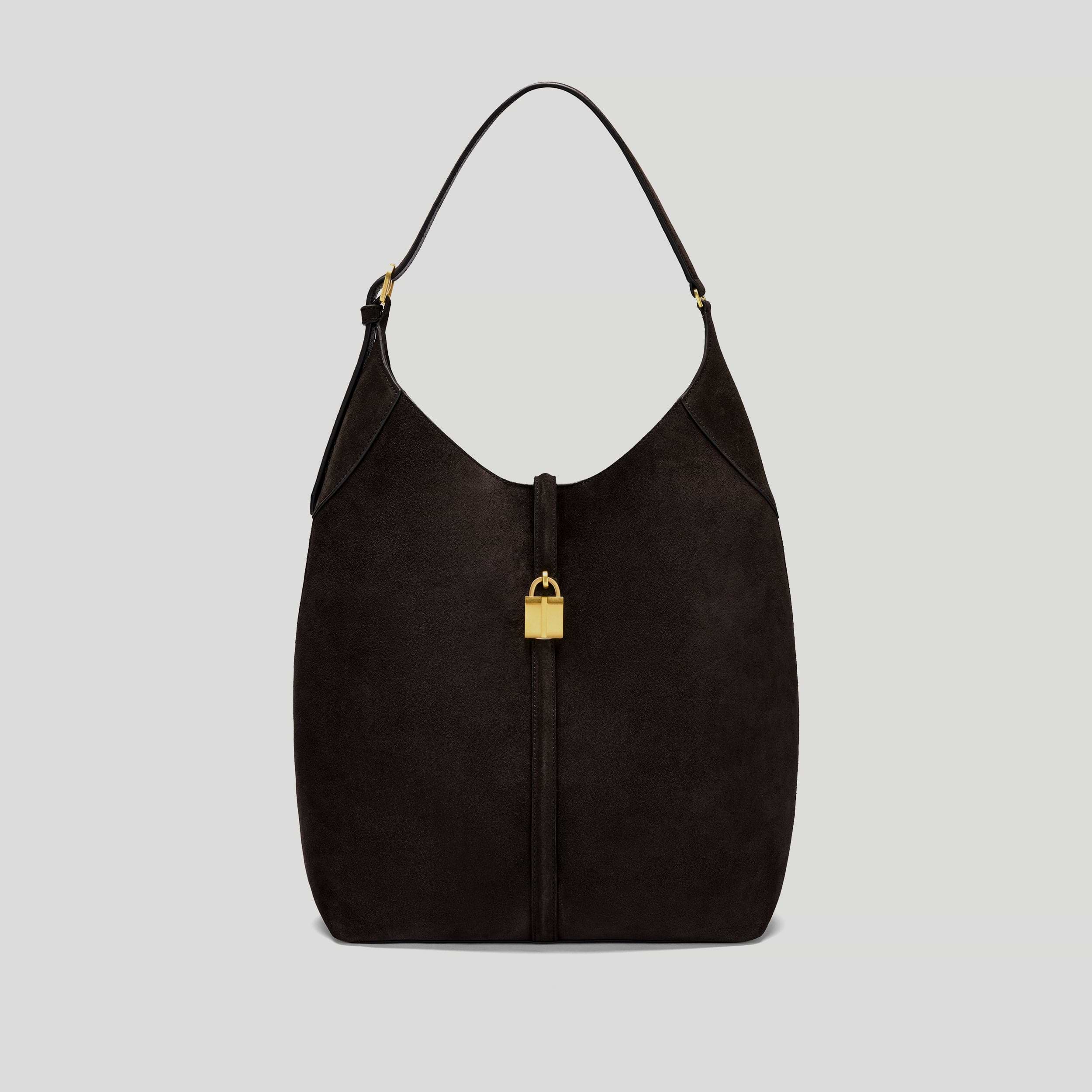 The Large Siena Bucket | Dark Chocolate Suede | DeMellier
