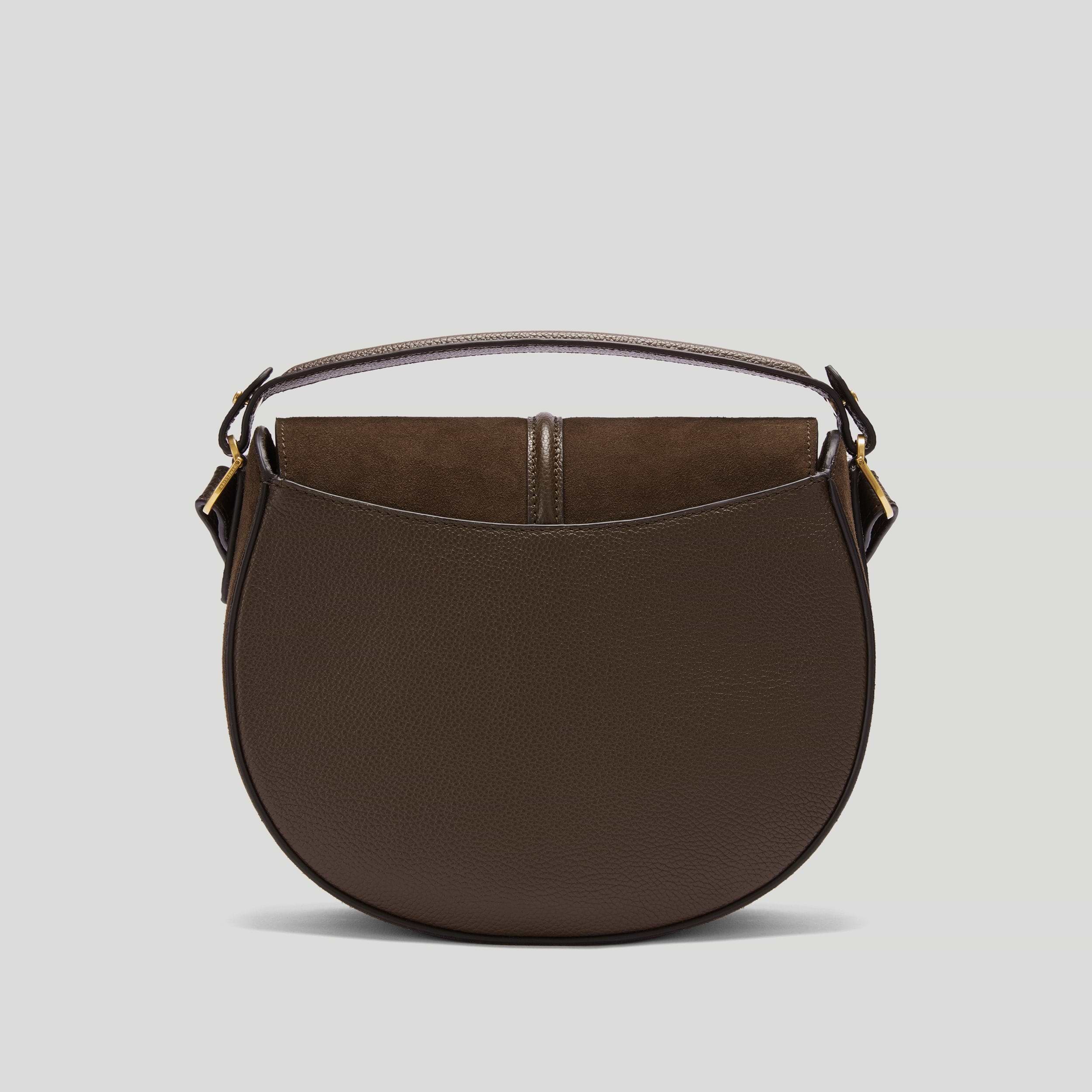 The Siena Saddle | Mocha Suede & Mocha Small Grain | Demellier