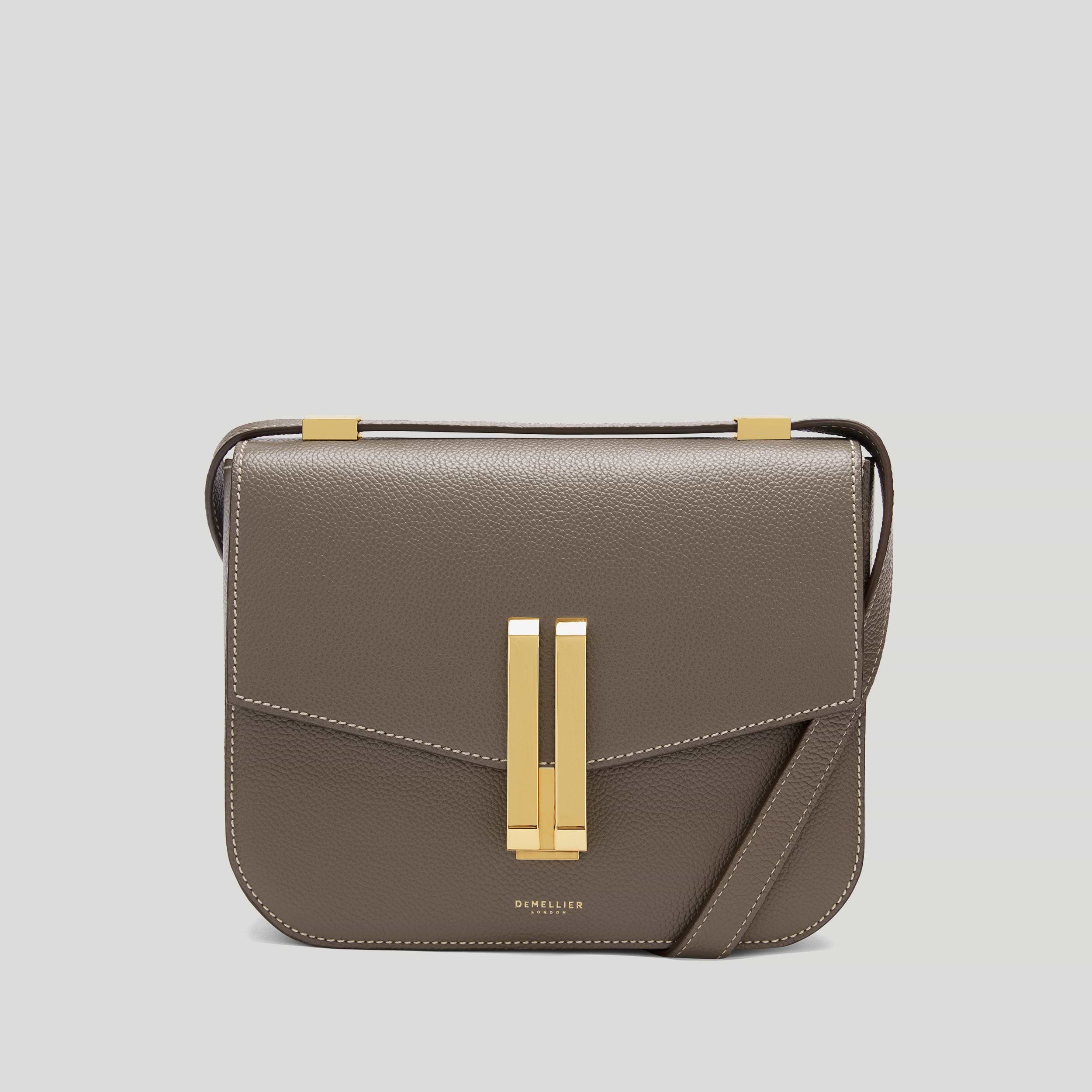 The Vancouver | Dark Taupe Small Grain Ecru Stitching | DeMellier