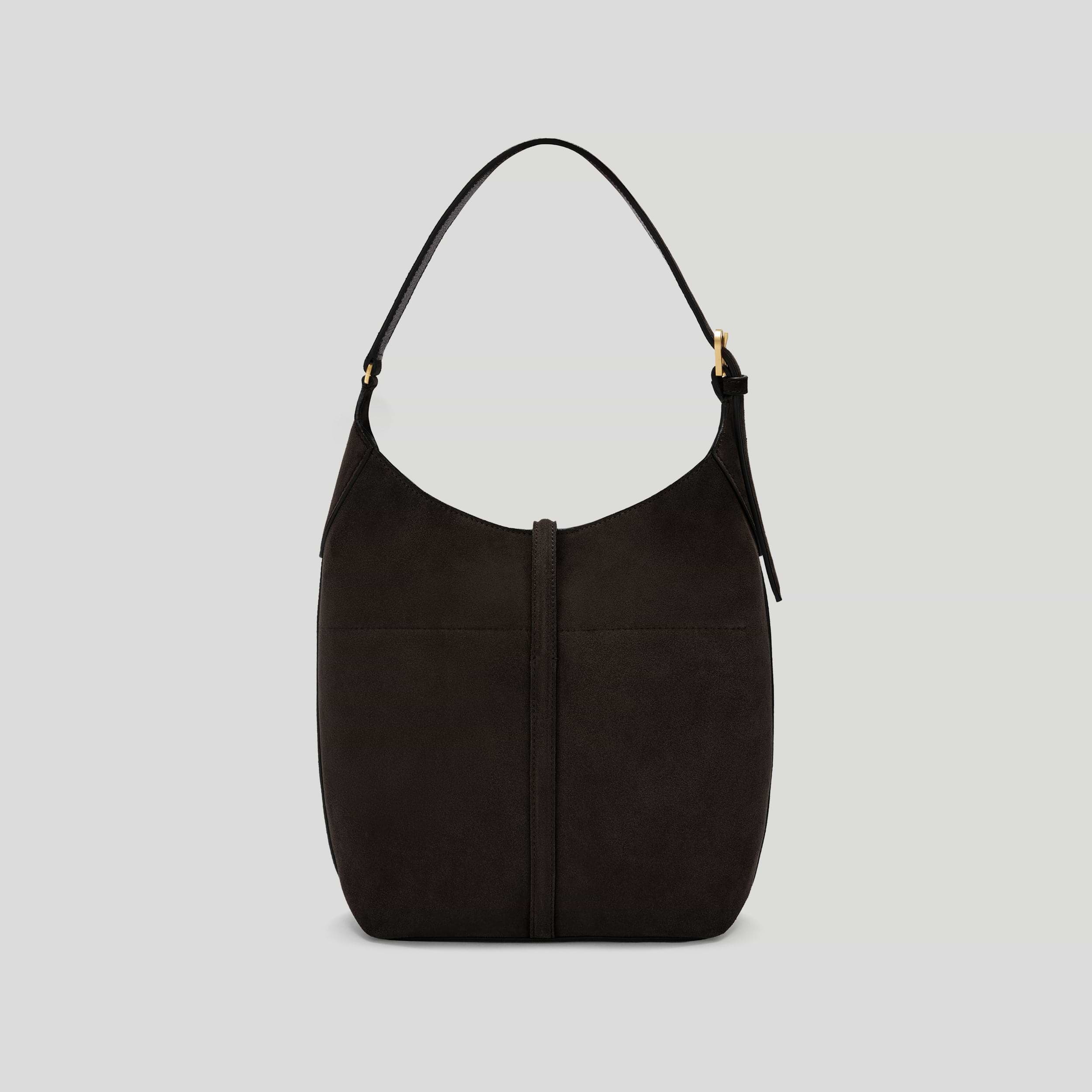 The Siena Bucket | Dark Chocolate Suede | DeMellier