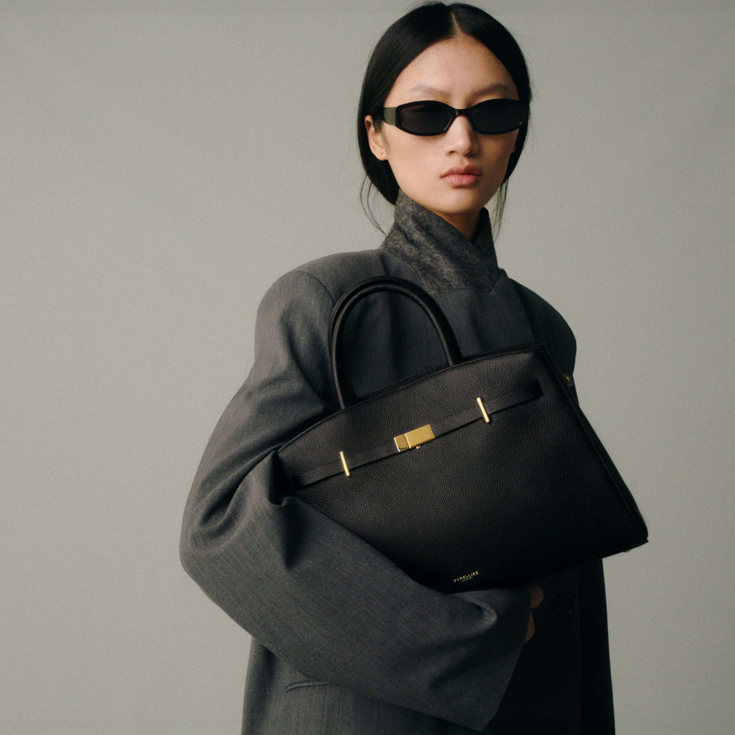 The Midi Hudson | Black Small Grain | DeMellier