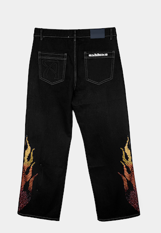 Ashluxe Flame Denim Pants Black