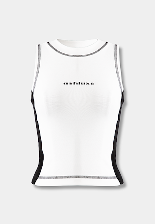 Ashluxe Threaded  Tank Top White Black