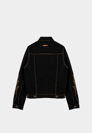 Ashluxe Flame Embroidered Denim Jacket Black