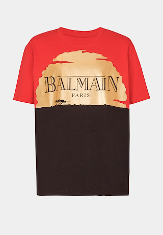 Balmain Balmain/Lion King - Sunset Bulky T-Shirt -
Loose Ss T-Shirt Orange/Red/Black