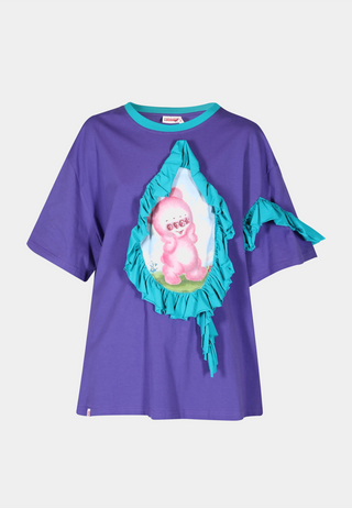Charles Jeffery Loverboy Ruffle Patch Tee Purple + Green Cute Gromlin