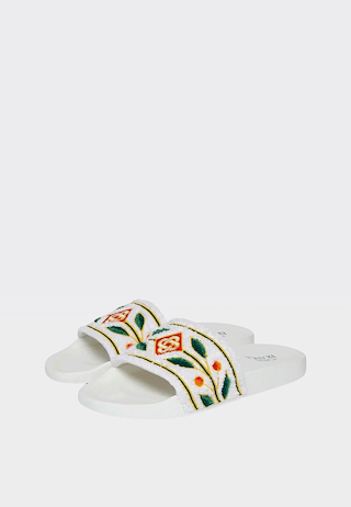 Casablanca  Mens Embroidered Terry Slider White