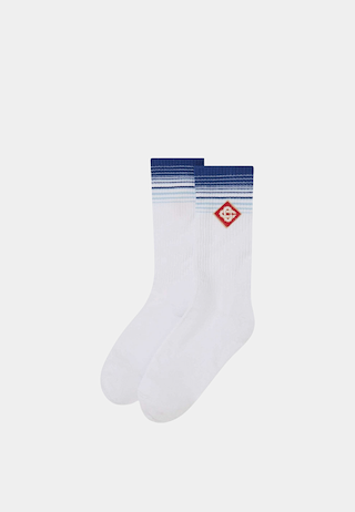 Casablanca Printed Sports Socks White Blue Stripe