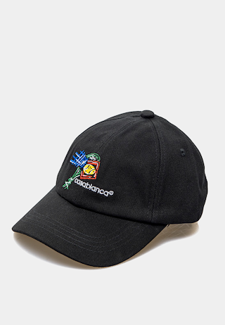 Casablanca Croquis De Tennis Embroidered Cap Black