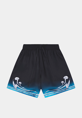 Casablanca Silk Satin Drawstring Shorts Blades Black