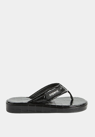 Coperni Croco Skinny Strap Logo Sandals Black