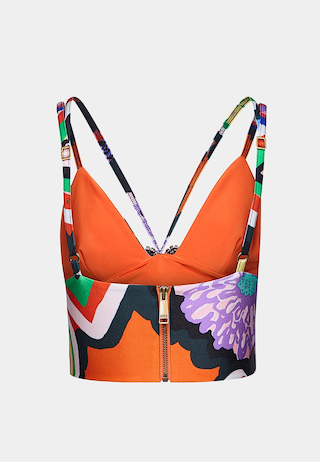 Area Heart Printed Bustier Top Multi