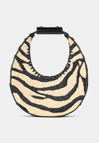 Staud  Moon Tote Bag Zebra Raffia