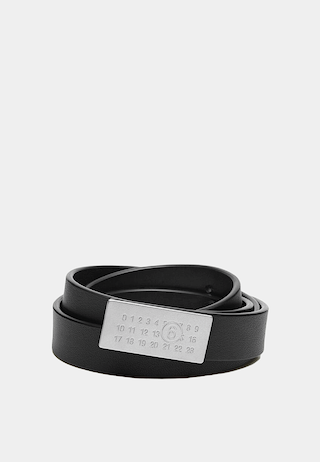 Maison Margiela P7258 Number Logo Leather Belt Black