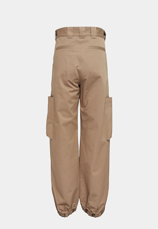 Msgm Beige cotton drill cargo trousers Biege