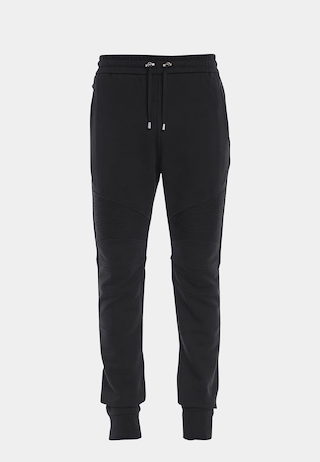 Balmain Ribbed Balmain Flock Sweatpants -
Sportswear Pants Black White