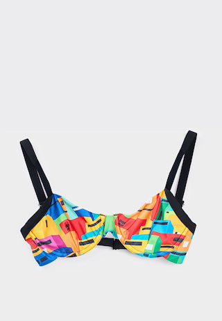 Urban Mosaic Print Bikini Top Multi
