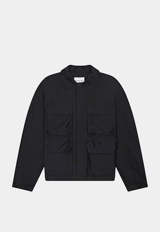 Mki  Miyuki Zoku Washed Cotton Nylon Box Overshirt Black