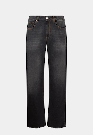 GCDS Wirdo Denim Straight Trousers Black