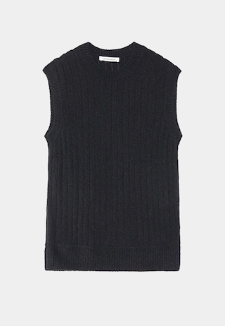Wood Wood Rasmus Sheer Stripe Vest Black