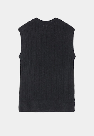 Wood Wood Rasmus Sheer Stripe Vest Black