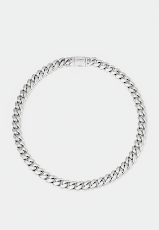Darkai White Cuban Choker Silver