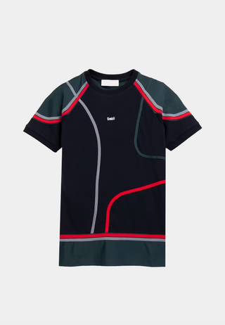 GmbH Patchwork T-Shirt With Piping Black Green-Red White