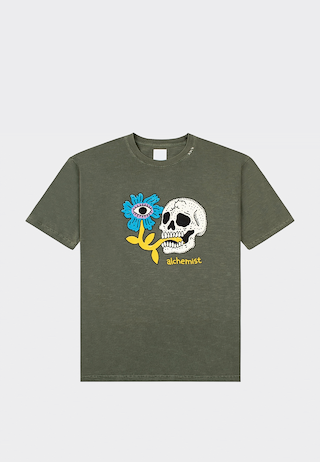 Alchemist Floral Skull T-shirt Defender Green
