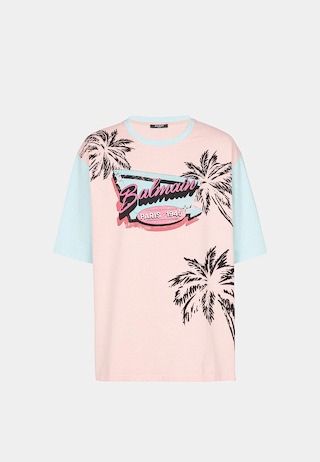 Balmain Miami Print Balmain T-Shirt - Oversize -
Oversized Ss T-Shirt Salmon/Sky/Blue/Multi