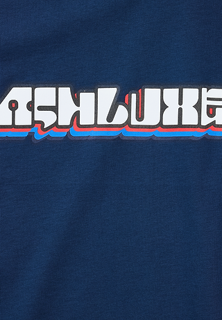 Knitted Neck Rib Logo T-Shirt Blue