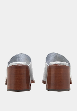 Marine Serre Laminated Leather Ms Mule 1460-Mt10 Silver