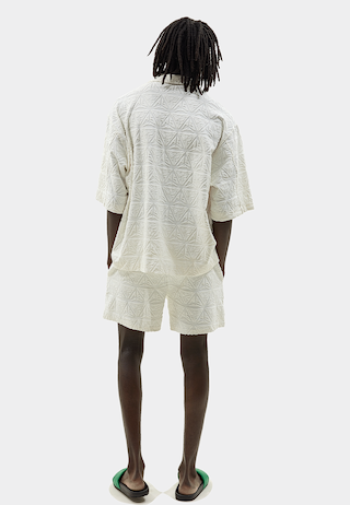 Monogram Plush Jersey Bowling Shirt White