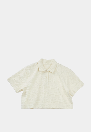 Monogram Plush Cropped Polo Shirt White