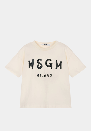 MSGM Brushstroke Logo T-Shirt Beige