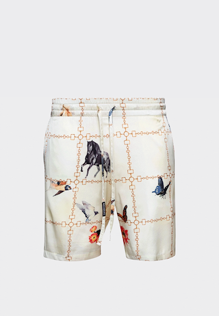 Nahmias Wildlife Silk Shorts Cream