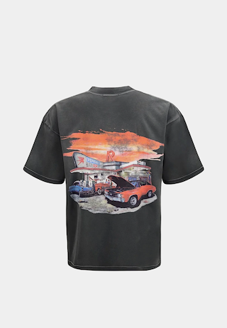 Represent  24 Hour Service T-Shirt Stained Black
