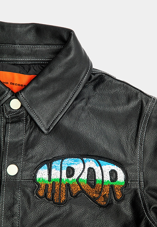 Who Decides War Mrdr Leather Work Shirt Jacket Black