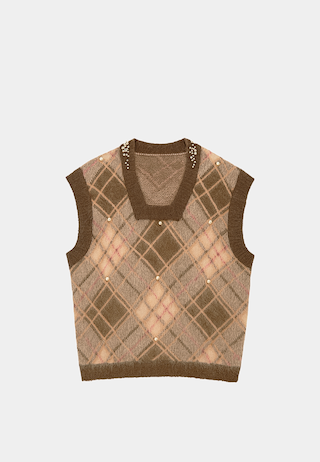 Pieces Unique The Vest Christophe Cream Brown