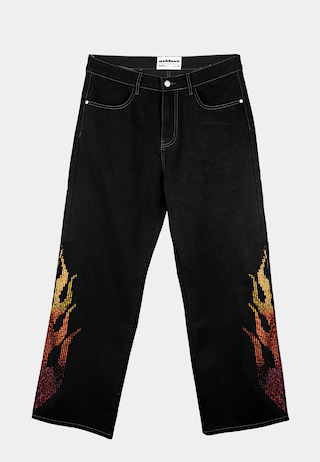 Ashluxe Flame Denim Pants Black