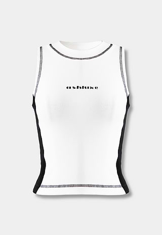 Ashluxe Threaded  Tank Top White Black