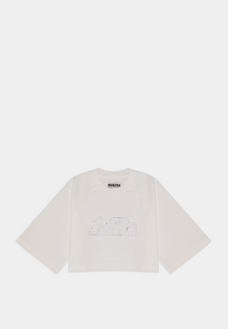 Ashluxe Bling Crop Tee White