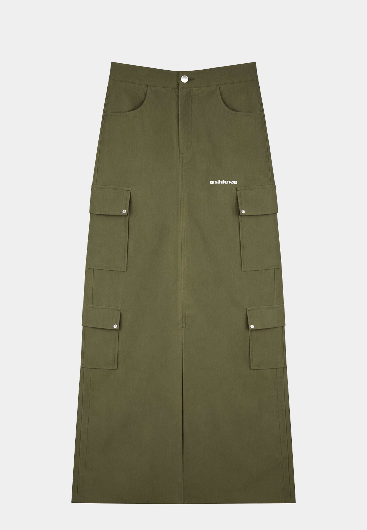 Ashluxe Cargo Maxi Skirt Olive