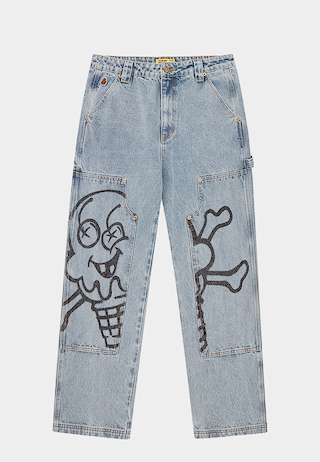 Bbc Cone & Bones Denim Carpenter Pants Light Wash Blue