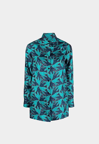 Botter Classic Shirt Blue Fish Print Sil Blue Fish Print