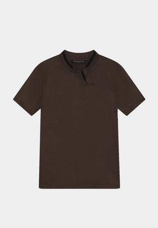 Robyn Lynch Short sleeve football top with embroidery logo Brown